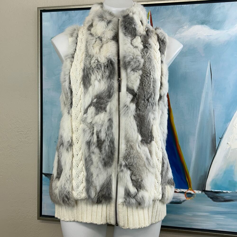 CJ Banks Rabbit Fur Sweater Vest Size Med - Picture 2 of 7